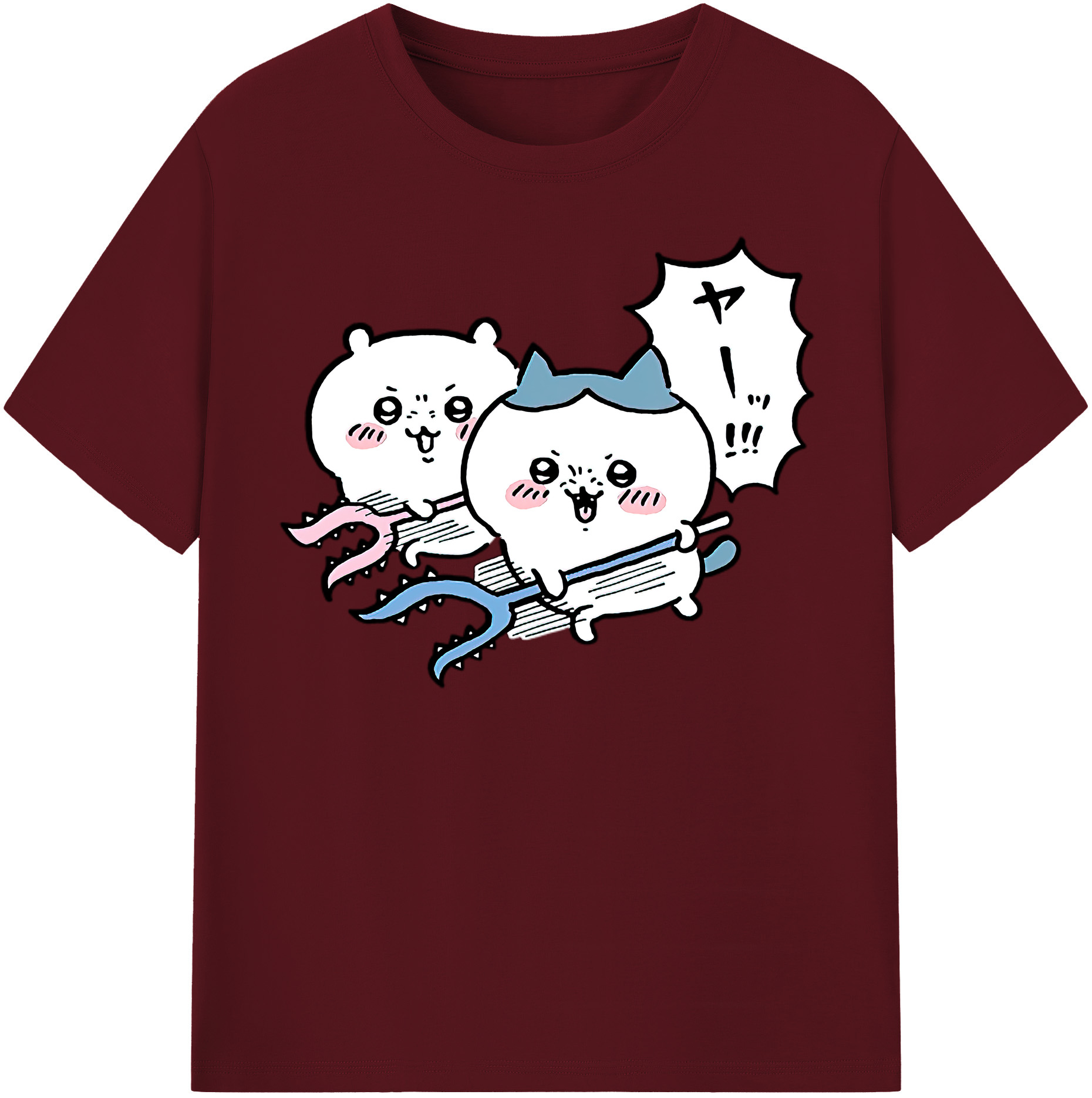 （画像用） ちいかわ ハチワレ Chii-kawa hachiware 綿100％半袖Tシャツ（フロントプリント）